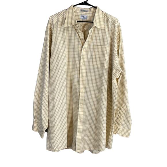 L.L. Bean Yellow Plaid Long Sleeve Collared Button Down Shirt Men Sz 36 - Picture 1 of 8